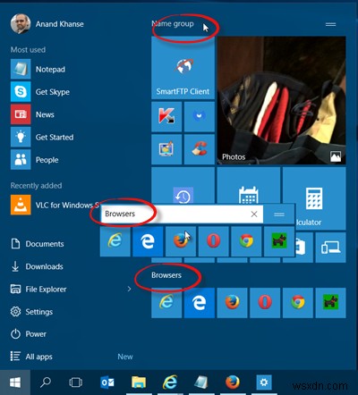 Windows 10のスタートメニューでタイルをグループ化して名前を付ける方法