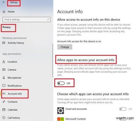 Windows 10でアカウント情報・名前・写真へのアプリのアクセスを許可または拒否する方法