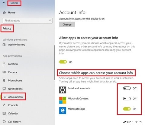 Windows 10でアカウント情報・名前・写真へのアプリのアクセスを許可または拒否する方法