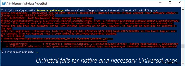 PowerShellを使ってWindows 11/10のユーザーアカウントからMicrosoft Storeアプリをアンインストールする方法