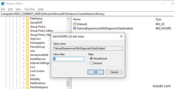 【Windows 10】設定・レジストリ・グループポリシーで「カスタマイズされたエクスペリエンス」をオン/オフにする方法