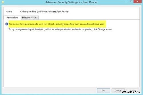 【Windows】管理ユーザーでも「このオブジェクトのセキュリティプロパティを表示する権限がありません」と表示される場合の対処法