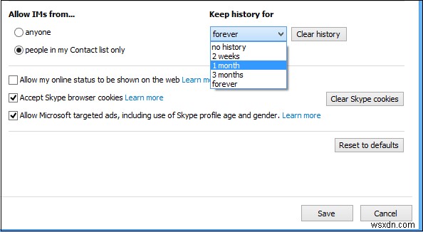 Skypeの履歴を管理・削除・無効化する方法