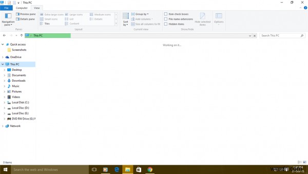 Windows 10のエクスプローラーが「Working on it…」で固まる・読み込みが遅いときの対処法