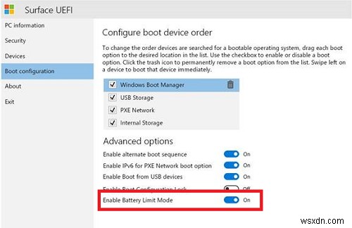 Surfaceデバイスでバッテリー制限(Battery Limit)を有効・無効にする方法