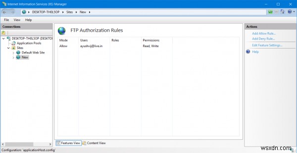 Windows 10でFTPサーバーにアクセスできる特定のユーザーを追加する方法