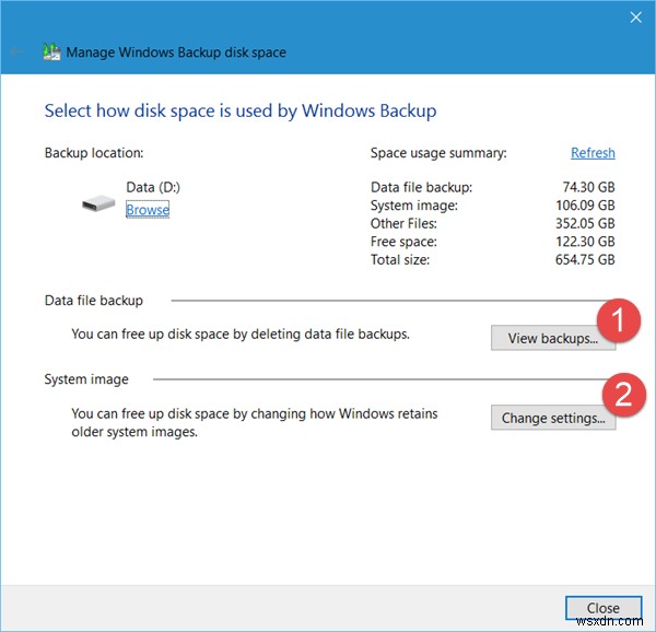 Windows 10でシステムイメージとバックアップを削除してディスク容量を空ける方法