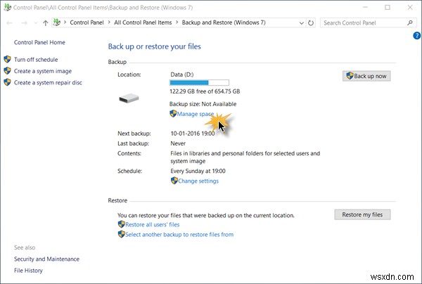 Windows 10でシステムイメージとバックアップを削除してディスク容量を空ける方法
