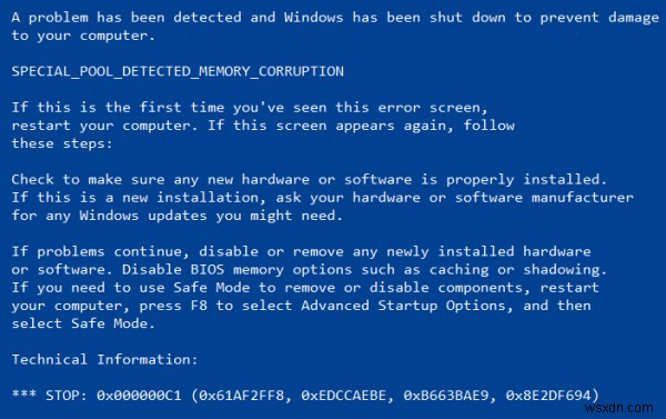 SPECIAL_POOL_DETECTED_MEMORY_CORRUPTION(0x000000C1)エラーの原因と5つの対処法【Windows 10】