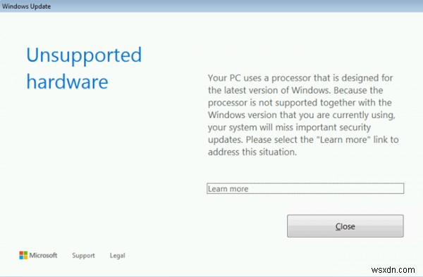 「このプロセッサは、現在使用しているWindowsのバージョンではサポートされていません」エラーの原因と解決方法