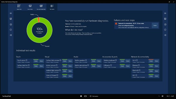 Surface Hubハードウェア診断ツールでデバイスアカウントをテストする方法