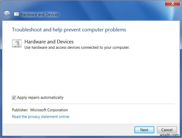 Windowsの「ハードウェアとデバイス」トラブルシューティングツールで問題を解決する方法