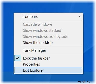 Windows 10でタスクバーのコンテキストメニューからエクスプローラーを終了する方法