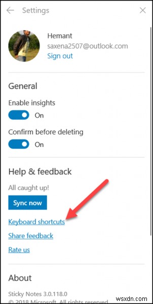Windows 10付箋(Sticky Notes)で使えるキーボードショートカット一覧