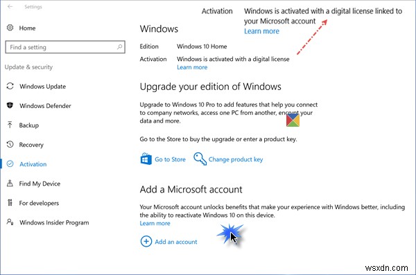Windows 10のデジタルライセンスをMicrosoftアカウントにリンクする方法