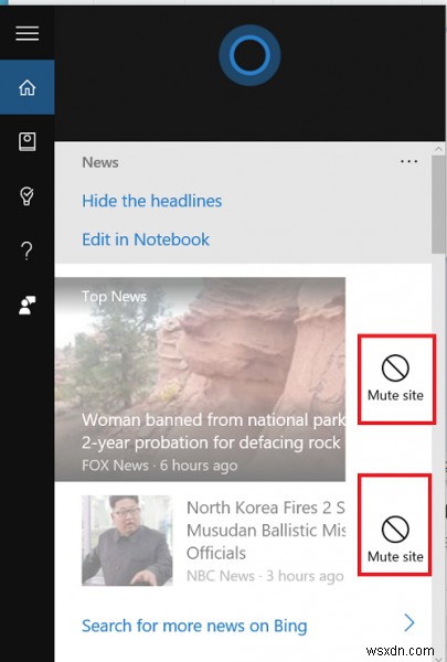 Windows 10でCortanaの不要なニュースソースをミュートする方法