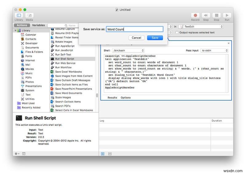 Macのテキストエディットで単語数をカウントする方法|Automator設定と簡単な代替手段