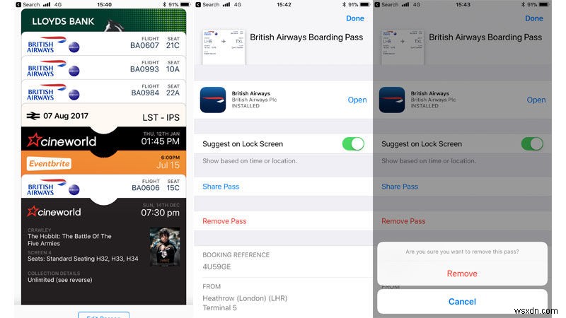 iPhoneのApple Walletから不要なパスとカードを削除する方法
