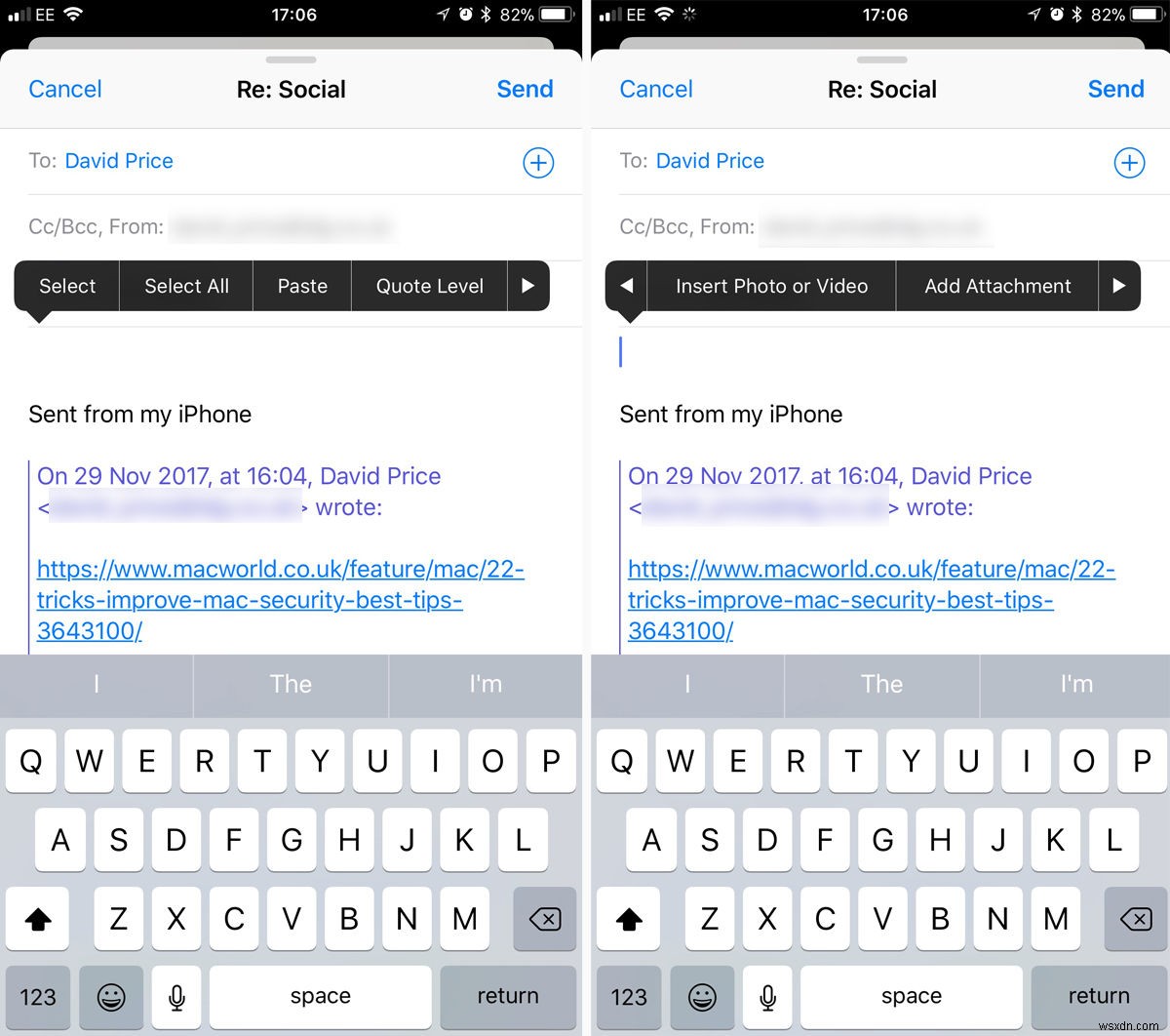 iPhoneのメールでファイルを添付して送信する方法