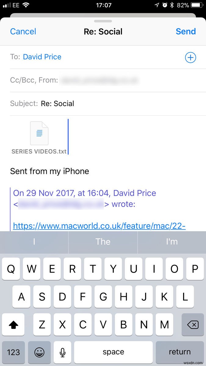 iPhoneのメールでファイルを添付して送信する方法