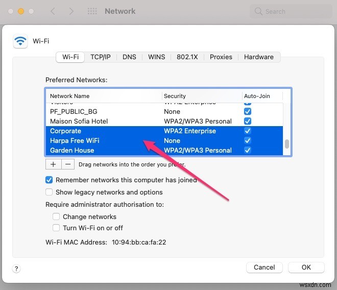MacでWi-Fiネットワークを忘れる(削除する)方法