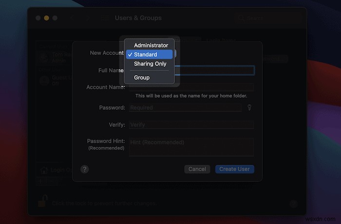 Macで新しいユーザーアカウントを追加する方法