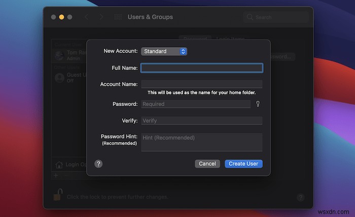 Macで新しいユーザーアカウントを追加する方法