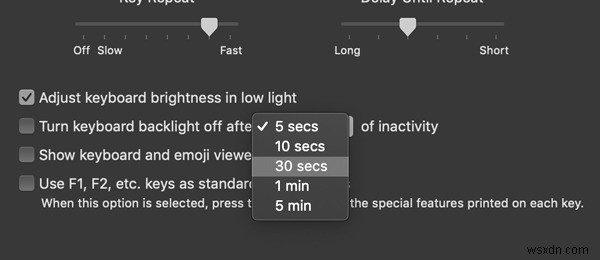 Macで非操作時にキーボードのバックライトを自動的にオフにする方法