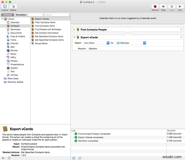 Mac OS XでAutomatorを使って連絡先を自動バックアップする方法