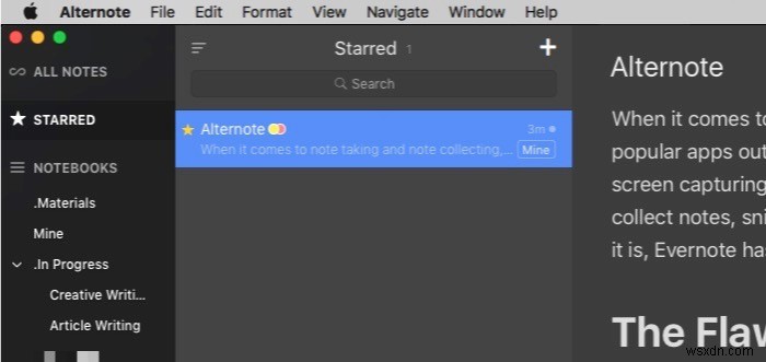 Alternote – Mac OS X用のすっきり洗練された高機能Evernote連携メモアプリ
