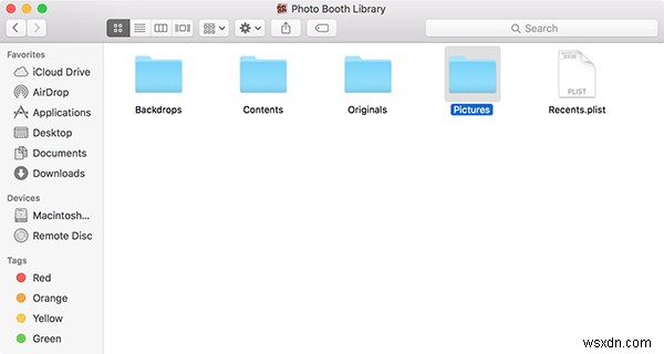 Macのフォトブース(Photo Booth)で撮影した画像にアクセスする方法