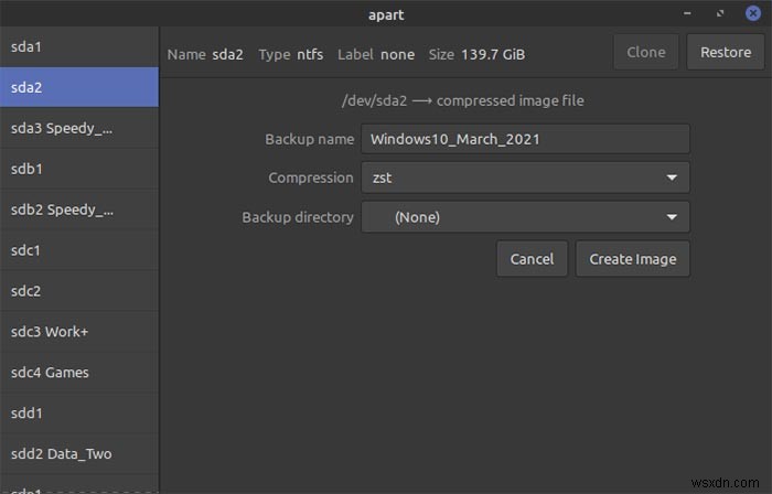 LinuxでApart GTKを使ってパーティションを簡単にバックアップ・復元する方法