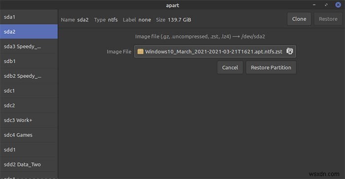 LinuxでApart GTKを使ってパーティションを簡単にバックアップ・復元する方法