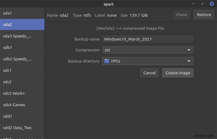 LinuxでApart GTKを使ってパーティションを簡単にバックアップ・復元する方法