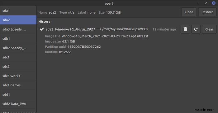 LinuxでApart GTKを使ってパーティションを簡単にバックアップ・復元する方法