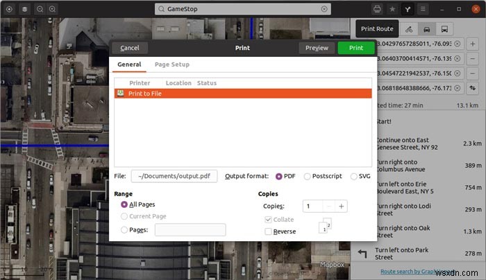 GNOME Mapsのダウンロード方法とルートをPDFとしてエクスポートする手順