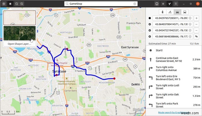 GNOME Mapsのダウンロード方法とルートをPDFとしてエクスポートする手順