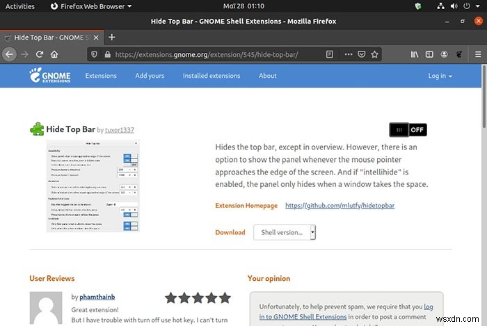 Ubuntu 20.04でトップバーとサイドパネル(Dock)を非表示にする方法
