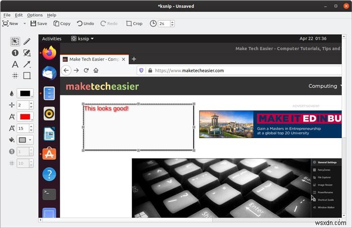 LinuxでKsnipを使ってスクリーンショットの撮影と注釈付けを行う方法