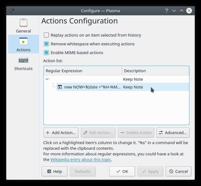 KDEのクリップボードウィジェットでクリップボード履歴をバックアップする方法