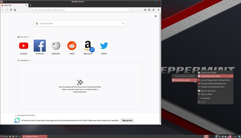 Peppermint LinuxのメインメニューにGoogle検索や任意のサイト検索アクションを追加する方法