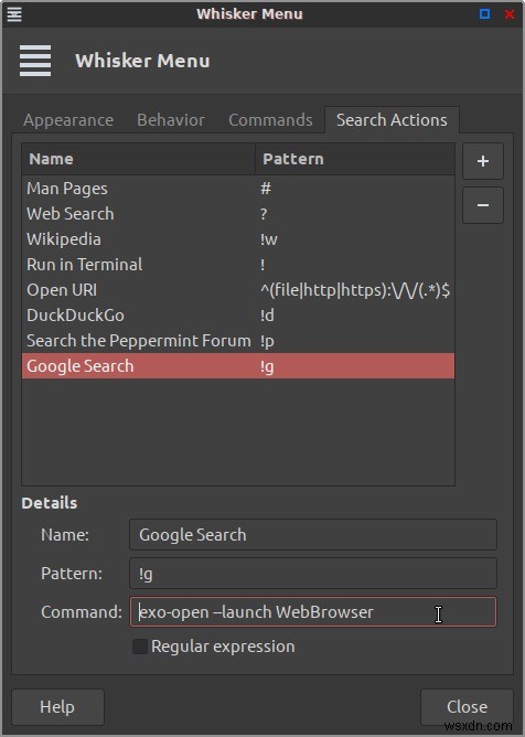 Peppermint LinuxのメインメニューにGoogle検索や任意のサイト検索アクションを追加する方法