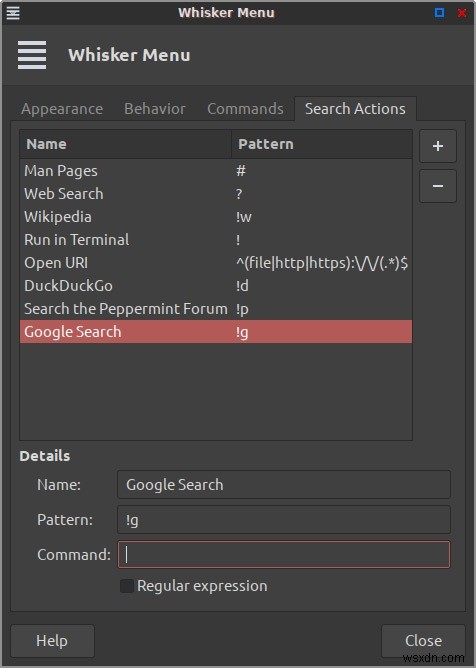 Peppermint LinuxのメインメニューにGoogle検索や任意のサイト検索アクションを追加する方法