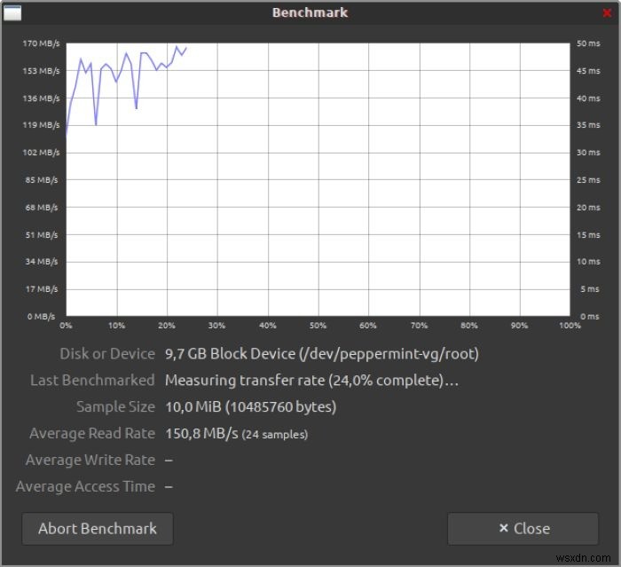 GNOME Disks(ディスクユーティリティ)でストレージデバイスのベンチマークを取る方法