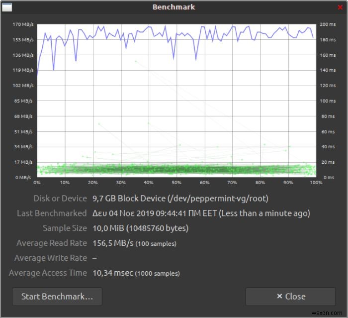 GNOME Disks(ディスクユーティリティ)でストレージデバイスのベンチマークを取る方法