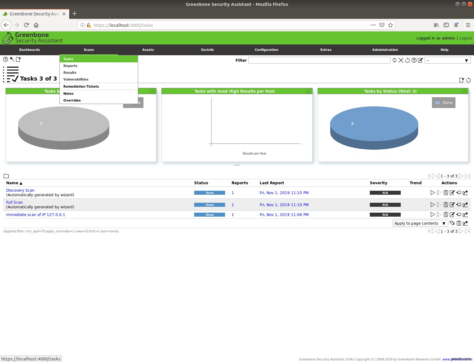 Linuxに脆弱性スキャナーOpenVAS(GVM)をインストールして初回スキャンを実行する方法