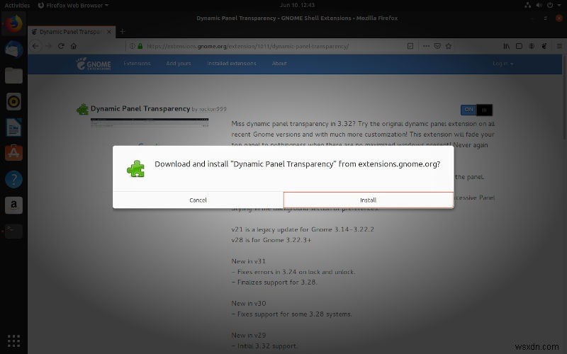 Ubuntuで動的透明性を有効にする方法|GNOME拡張機能でトップバーとドックを透明化