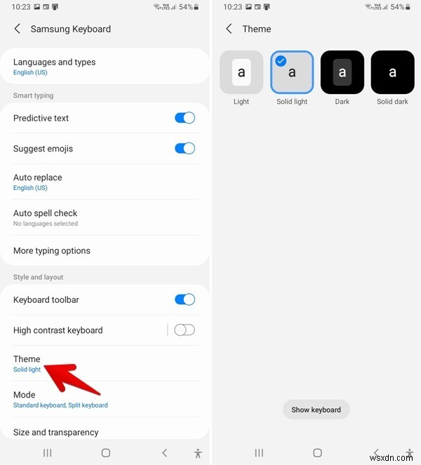 GalaxyスマホのSamsung Keyboardの色を変更する4つの方法