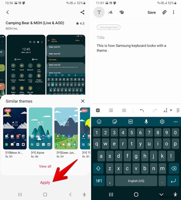 GalaxyスマホのSamsung Keyboardの色を変更する4つの方法