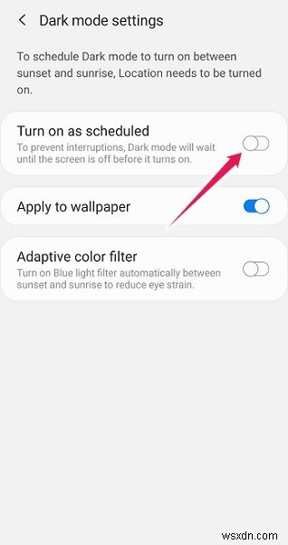 Androidで日没時にダークモードを自動的に有効化するスケジュール設定の方法